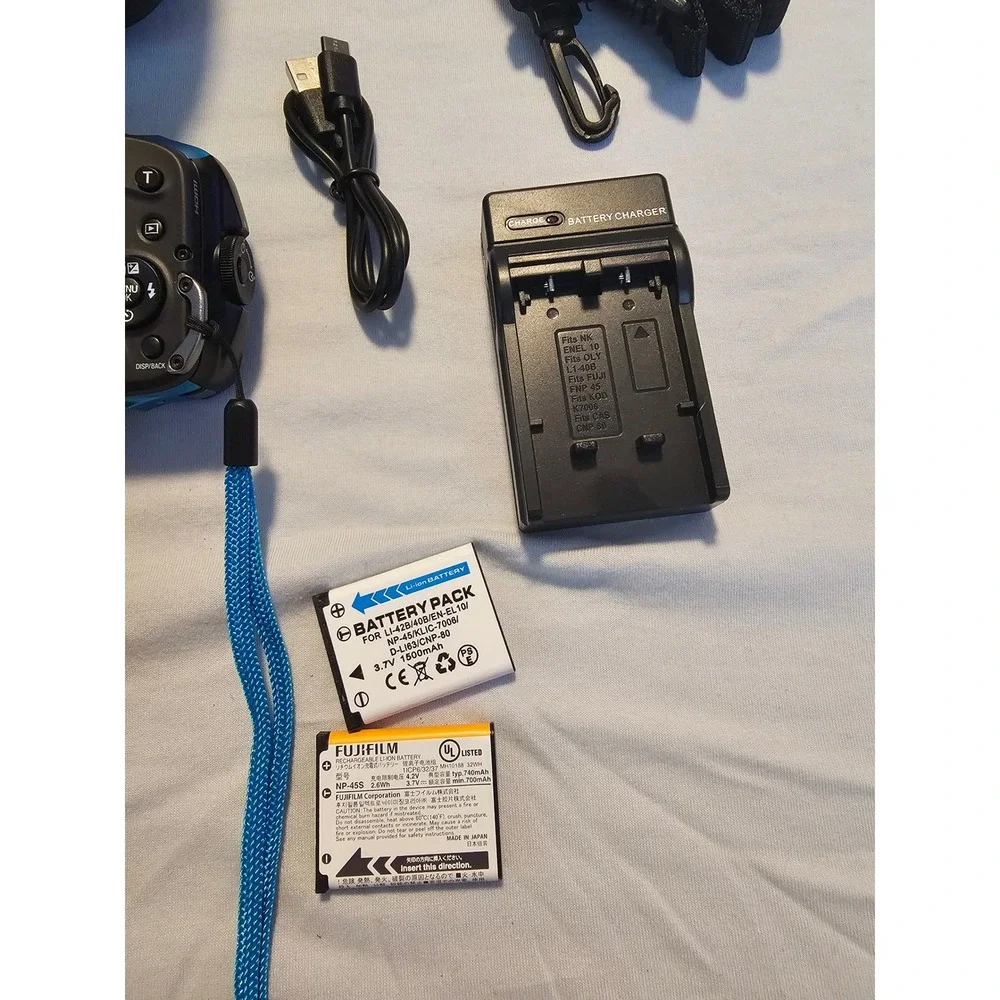 Fujifilm FinePix XP120 Waterproof Digital Camera Blue 16.4MP 5x Zoom WiFi Bundle